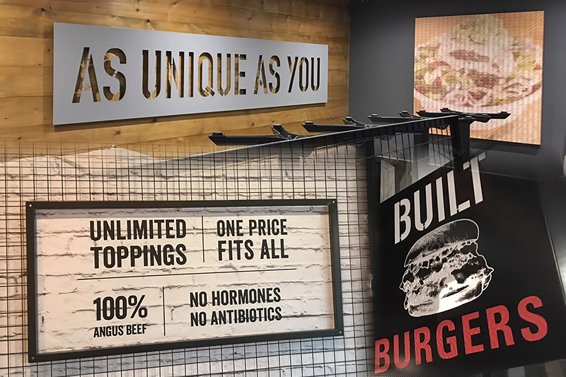 Custom Built Burgers Signage