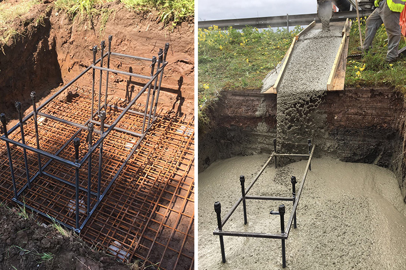 Foundation Cages Being Concreted Into Earth