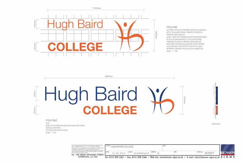 Hugh Baird College Signage Drawings