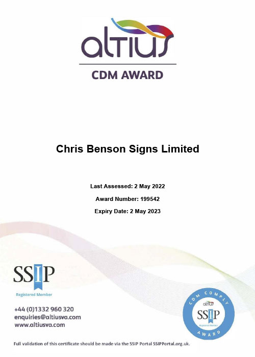 Benson signs Altius CDM certificate