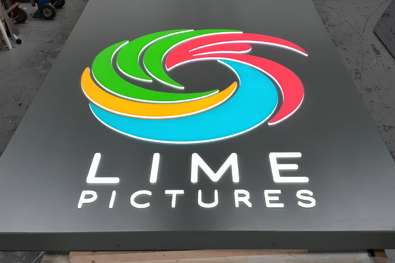 Lime Pictures Illuminated Sign In Workshop